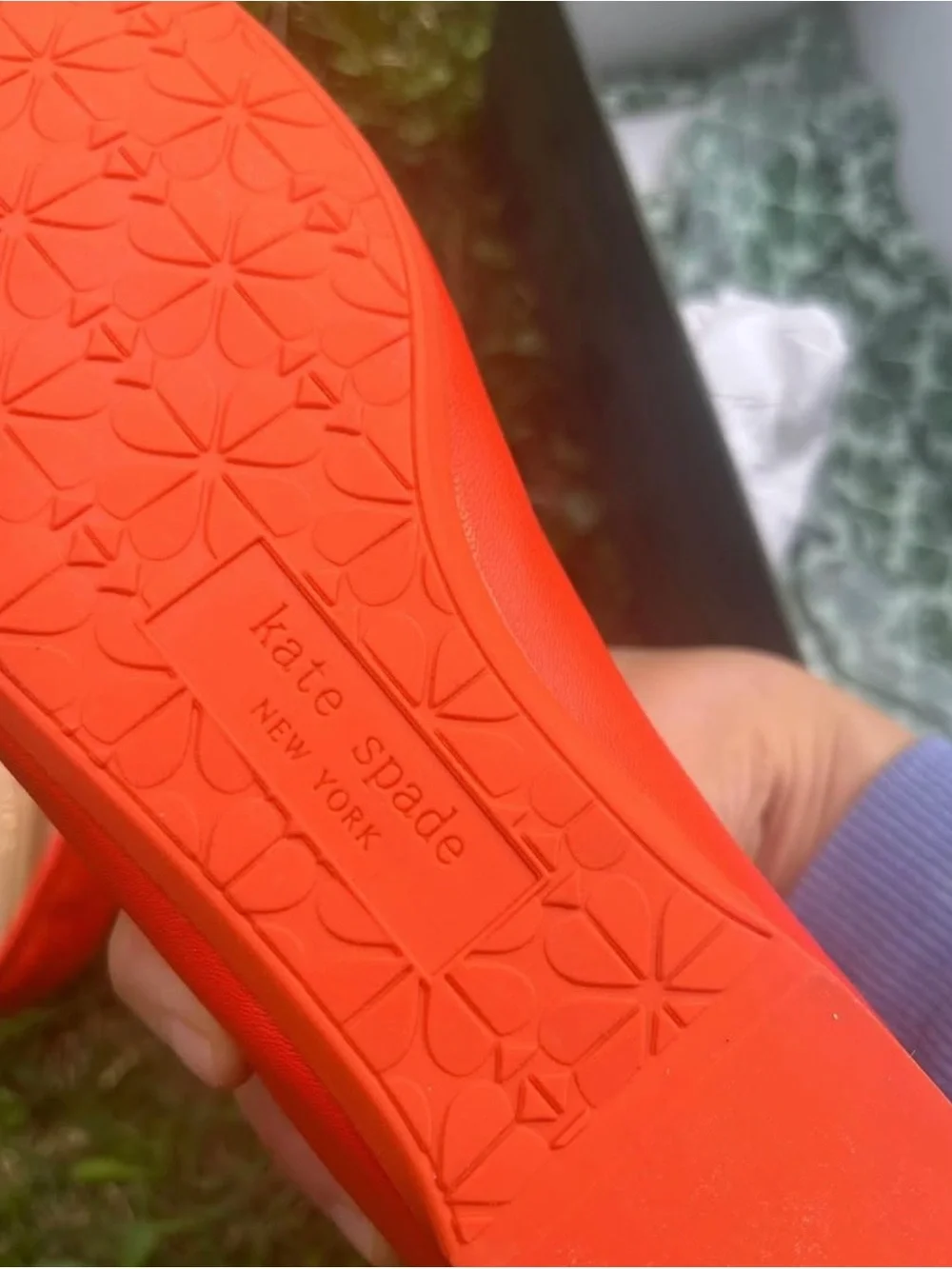 kate spade Orange-Red Ballet Flats with Spade Charm